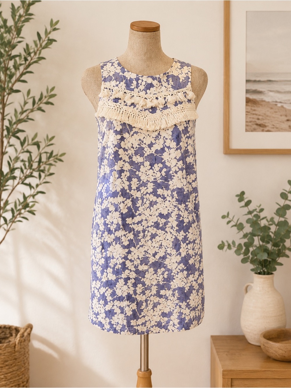 Kensie Floral Lace Trim Shift Dress Size Small